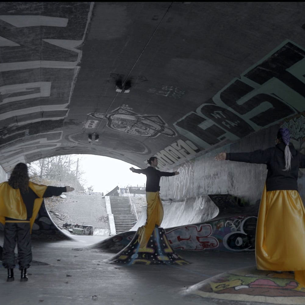Dance artists from Kinesis dance perform in a skatepark